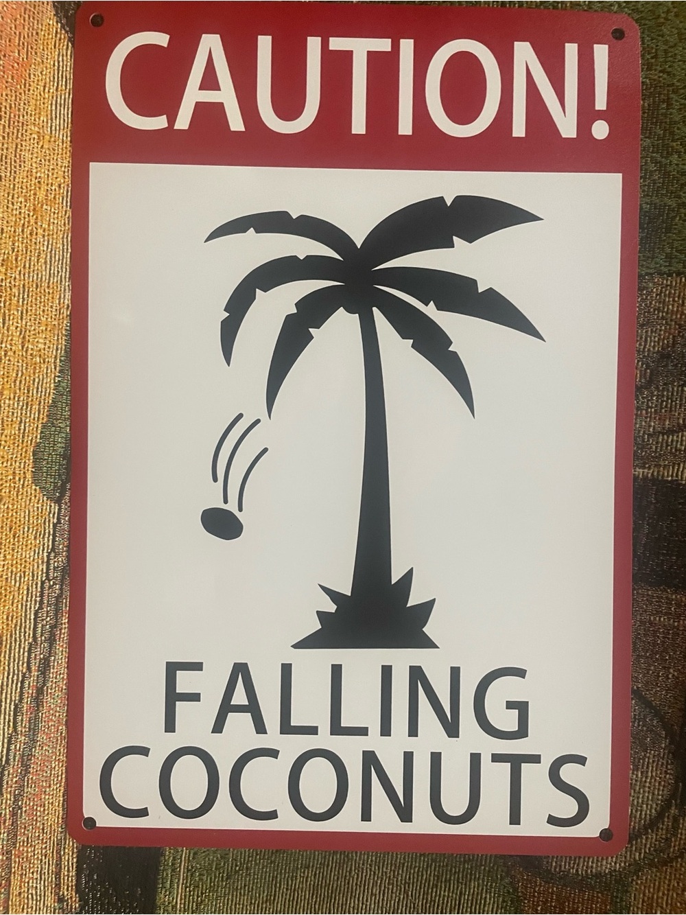 Caution! Falling Coconuts Metal Sign NEW